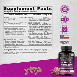 อาหารเสริมสมุนไพร resveratrol berberberine quercetin ACV Acai & <span class=keywords><strong>noni</strong></span> Complex <span class=keywords><strong>capsules</strong></span> สนับสนุนสุขภาพหัวใจและหลอดเลือดและผิวหนัง - Product Image 4