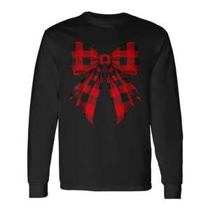 Camiseta de manga larga con estampado de cuadros rojos y negros Coquette Bow - Product Image 1
