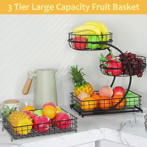 Magnifique étagère à fruits et légumes à 3 niveaux, plateau pour fruits secs, panier à fruits, panier à légumes - Product Image 4