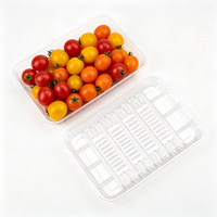 Barquette rectangulaire en plastique PET transparent en gros pour salades, raisins, cerises, tomates, légumes, emballage de supermarché