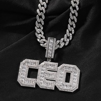 Plaque de nom personnalisée en laiton de haute qualité plaquée or avec zircon, pendentif lettre personnalisé, bijoux de fête hip-hop