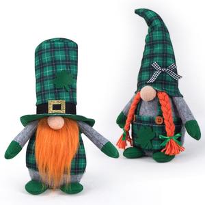 Décorations de Pâques en coton en forme d'animaux, gnome en peluche, trèfle, décorations vertes à carreaux, gnome de fée tissé, sécurité intérieure et extérieure - Product Image 2