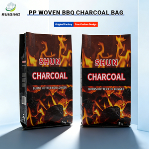 Sacs d'emballage en PP tissé laminé BOPP personnalisés avec poignée, réutilisables, pour charbon de barbecue, 2 kg, 5 kg, 10 kg - Product Image 1