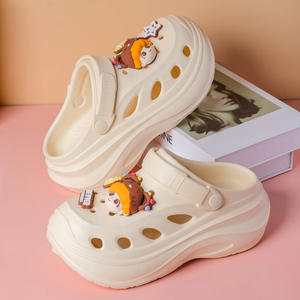 รองเท้าแตะครอคส์สำหรับผู้หญิง พื้นหนา EVA ปิดนิ้วเท้า สีกากี เบจ ดำ ขาว ไซส์ 35-40 รองเท้าชายหาดฤดูร้อน กันลื่น เพิ่มความสูง - Product Image 4