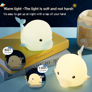 Tốt Nhất Bán Dễ Thương Cá Heo Động Vật Hình Ánh Sáng Ban Đêm USB Có Thể Sạc Lại Thay Đổi Độ Sáng Với Chức Năng Hẹn Giờ Đèn Cạnh Giường Ngủ Cho Trẻ Em Phòng - Product Image 5