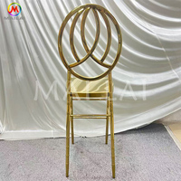 Chaise de banquet commerciale sans accoudoirs en métal doré, dossier ovale, style Chiavari, pour événements et mariages - Vente en gros