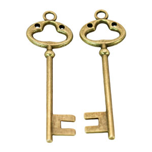 Bán buôn trang trí Antique Skeleton Key Heart Shape Bronze kim loại giá rẻ Hợp kim kẽm độc đáo phong cách cổ điển Skeleton phím - Product Image 3