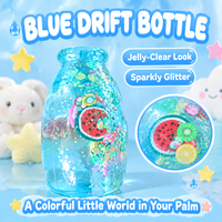 En gros, Jouet Squishy Bouteille à Fruits Flottants à Paillettes, à Remontée Lente, Jouet Sensoriel Anti-Stress à Presser pour Enfants et Cadeaux de Fête