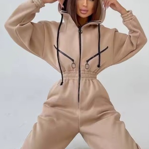 Nouvel Arrivage Hiver OOTD Survêtement Femme Personnalisable avec Logo, Ensemble Sport Décontracté à Capuche en Coton French Terry et Pantalon Jogger Taille Haute - Product Image 1