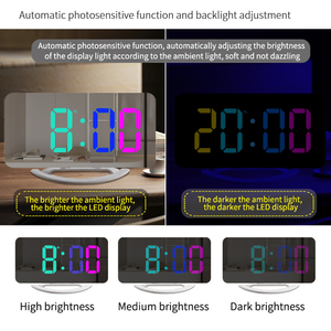 Luminosità regolabile RGB sveglia digitale per camera da letto 4 RGB che cambia colori 7 colori normali <span class=keywords><strong>orologio</strong></span> da tavolo elettronico - Product Image 3