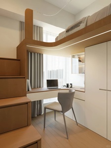 Cama Alta de Madera Personalizada con Escritorio, Armario, Escaleras y Estantería para Adultos y Adolescentes, Ideal para Campus, Escuelas, Hostales o Apartamentos - Product Image 1