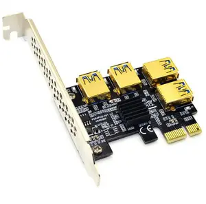 4 Port USB 3.0 Riser Card Gold PCI-E 1 zu 4 PCI Express 16X Slot External Adapter PCIe Port Multiplier Card