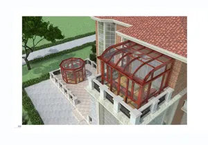 Özel inşa Modern tasarım açık prefabrik ev alüminyum güneşlik güneş odası için poligon çatı kalıplama ile oturma odası