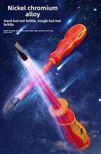 Set di utensili da <span class=keywords><strong>elettricista</strong></span> con manico in acciaio per cacciavite industriale con logo personalizzato isolato - Product Image 4