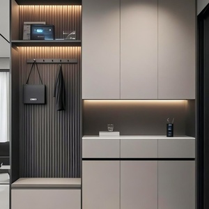 2025's Must-Have Eco-Friendly Durable Wood Minimalist Home Furniture <b>Shoe</b> Cabinet <b>Wall</b>-Mounted Custom Tall Storage Entrance Hall - Product Image 2