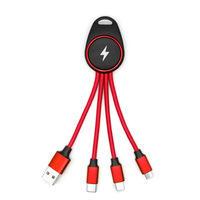 Câble USB tressé en nylon blanc, noir, rouge, orange, bleu avec charge rapide et LED pour téléphones mobiles