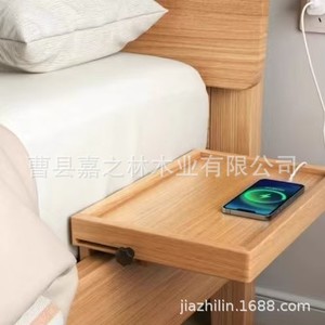 Wooden <b>Bedside</b> <b>Shelf</b> Foldable Storage Tray Natural Color Minimalist Design For Bedroom Use - Product Image 3
