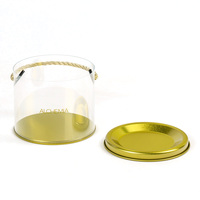 Boîte en plastique en acétate de PET, boîte ronde en forme de cylindre, boîte à biscuits, emballage alimentaire personnalisé, cylindre transparent avec poignée