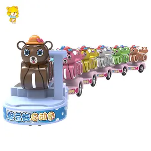 HAOJILE Shopping Mall Amusement Park Battery Powered Cute Bear Carousel Trackless Train With 5 Carriages Outdoor Kid Train