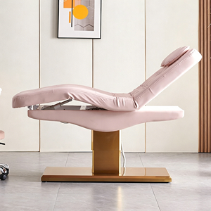 Electric Facial Massage Table Adjustable Tufted PU Leather Salon Bed with Stainless Steel <b>Frame</b> <b>Pink</b> - Product Image 3