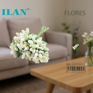 Bouquet di Fiori Secchi ILAN Flores Cream 12 Pezzi per Decorazione - Product Image 3