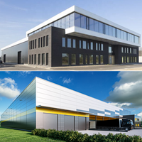 Entrepôt logistique préfabriqué, bâtiment industriel en acier, plafond haut, conception à portée libre résistante au vent