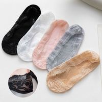 Chaussettes invisibles basses pour femme, respirantes, tricotées, à motif écossais, avec bordure en dentelle et logo, antidérapantes, pour usage quotidien, vente en gros