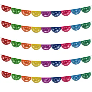 Reusable Felt Mexican Party Banners Papel Picado Banner Cinco de Mayo Fiesta Party Decoration Dia De Los Muertos Death Day Decor