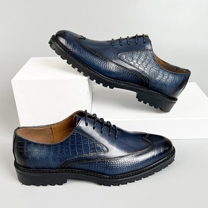 Chaussures en cuir pour hommes de haute qualité, style britannique, fabriquées à la main, en cuir véritable, à lacets, chaussures de mariage respirantes, toutes saisons - Product Image 3