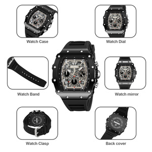 Men's square chronograph <b>watch</b> Luxury silicone <b>watch</b> strap 30M waterproof quartz <b>watch</b> Wholesale <b>watches</b> - Product Image 3