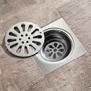 <span class=keywords><strong>Scarico</strong></span> a Pavimento in Acciaio Inox Spazzolato 12x12cm Anti-odore per Bagno, Cucina, Toilette e Doccia - Product Image 2
