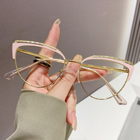 Gafas Ópticas Fotocromáticas Fotogrises de Metal con Ojo de Gato para Mujer 2026, Anti Luz Azul, Anti Reflejos, Semi-Montura de Diamante