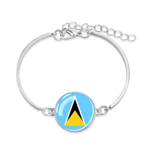 Bracelet drapeau américain Fête nationale Bijoux commémoratifs Souvenir Bracelet drapeau pays en métal argenté pour femmes