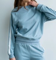 Sweat-shirt décontracté ample à col rond pour femme avec détails en dentelle et rayures latérales en V, fabriqué sur mesure