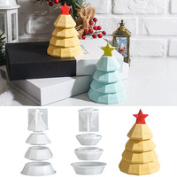 HY Lot de 4 moules en silicone superposables en forme d'arbre de Noël pour calendrier, pot à bougie, boîte de rangement et boîte à bijoux en résine et béton