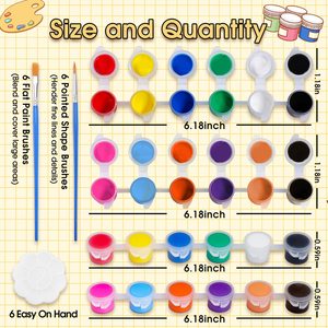 Juego de Mini tiras de pintura acrílica lavables promocionales populares, 12 tiras de pintura rellenas en 12 colores, 12 pinceles, 6 paletas de mezcla - Product Image 2