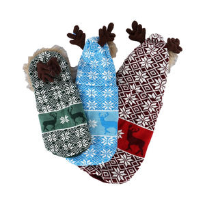 Christmas Pet Coat With Antler Hat Hooded Dog Sweater Plaid Knit Jacket <b>for</b> <b>Cats</b> and Dogs - Product Image 2