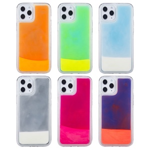 Néon lumineux Sable Coques Pour iPhone 12 11Pro MAX XR XS Max X Lueur Dans <span class=keywords><strong>Le</strong></span> Foncé Liquide Scintillant couverture de téléphone - Product Image 1