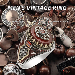 Bague en alliage plaqué platine ovale noir argenté rouge foncé pour homme, style décontracté/sportif, avec micro-<span class=keywords><strong>inserts</strong></span> géométriques, bijoux de mariage en gros - Product Image 2