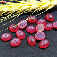 Cabochon ovale de haute qualité Redleaf, rubis étoilé synthétique et saphir étoilé bleu, pierre transparente de couleur rouge, corindon synthétique