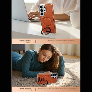 Funda de Teléfono Personalizada de Lujo con Revestimiento Electrolítico, Magnética, de Cuero PU, para S26 S23 Ultra S25 Plus S24+, con Anillo Metálico de 360° - Product Image 5