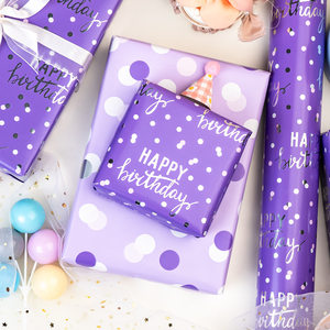 5 meter original daily purple letter and dot aluminum-coated birthday gift <b>wrapping</b> <b>paper</b> - Product Image 3
