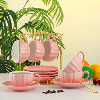 Ensemble de tasses à café et soucoupes en céramique élégant et luxueux, style britannique, pour le thé de l'après-midi, ensemble de six pièces pour la maison