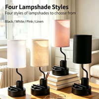 Lampe de table moderne à LED USB Type C avec prise intégrée, idéale pour chambre à coucher et hôtel – Nouveauté tendance