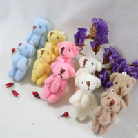 Mini-ours articulé de 3 cm en coton PP et tissu brossé, marron-gris, pendentif, jouet en peluche