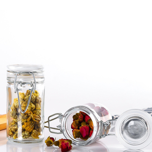 Pot en verre transparent avec couvercle à clip pour le stockage domestique de thé parfumé, bonbons, assaisonnements et cornichons dans la cuisine pour la conservation des aliments - Product Image 3