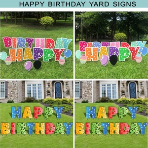 Letrero de Feliz Cumpleaños con Base para Jardín, Material PP, Corte Personalizado, Grosor de 2-10 mm, Venta al Por Mayor - Product Image 5