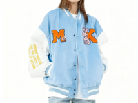 Veste universitaire d'hiver OEM ODM avec logo brodé sur le devant, veste de baseball contrastée, veste universitaire réversible pour homme