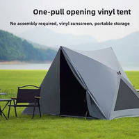 Tente de plage triangulaire automatique anti-UV portable pour camping extérieur, en tissu Oxford avec bâtons en fibre de verre, pour 3-4 personnes