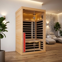 Sauna Inframerah Jauh Kayu Solid Terapi Cahaya Merah 2-Orang, Gym Elektrik Rumah untuk Penggunaan di Kamar Tidur, Desain Modern, Panel Kontrol Komputer